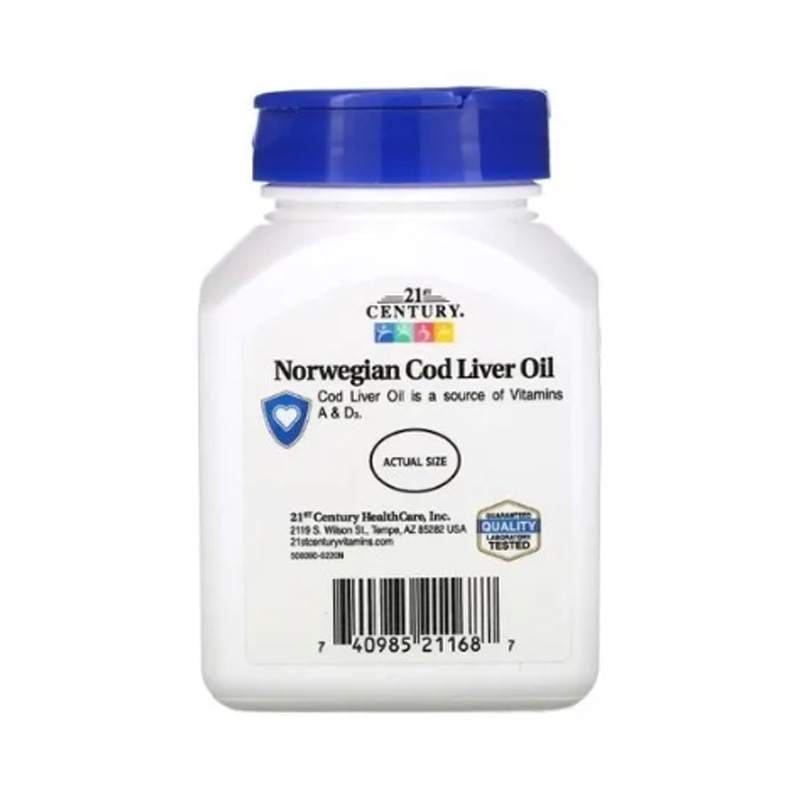 Aceite De Higado 400mg 21st Century 110caps + Vitamina A y Vitamina D3 