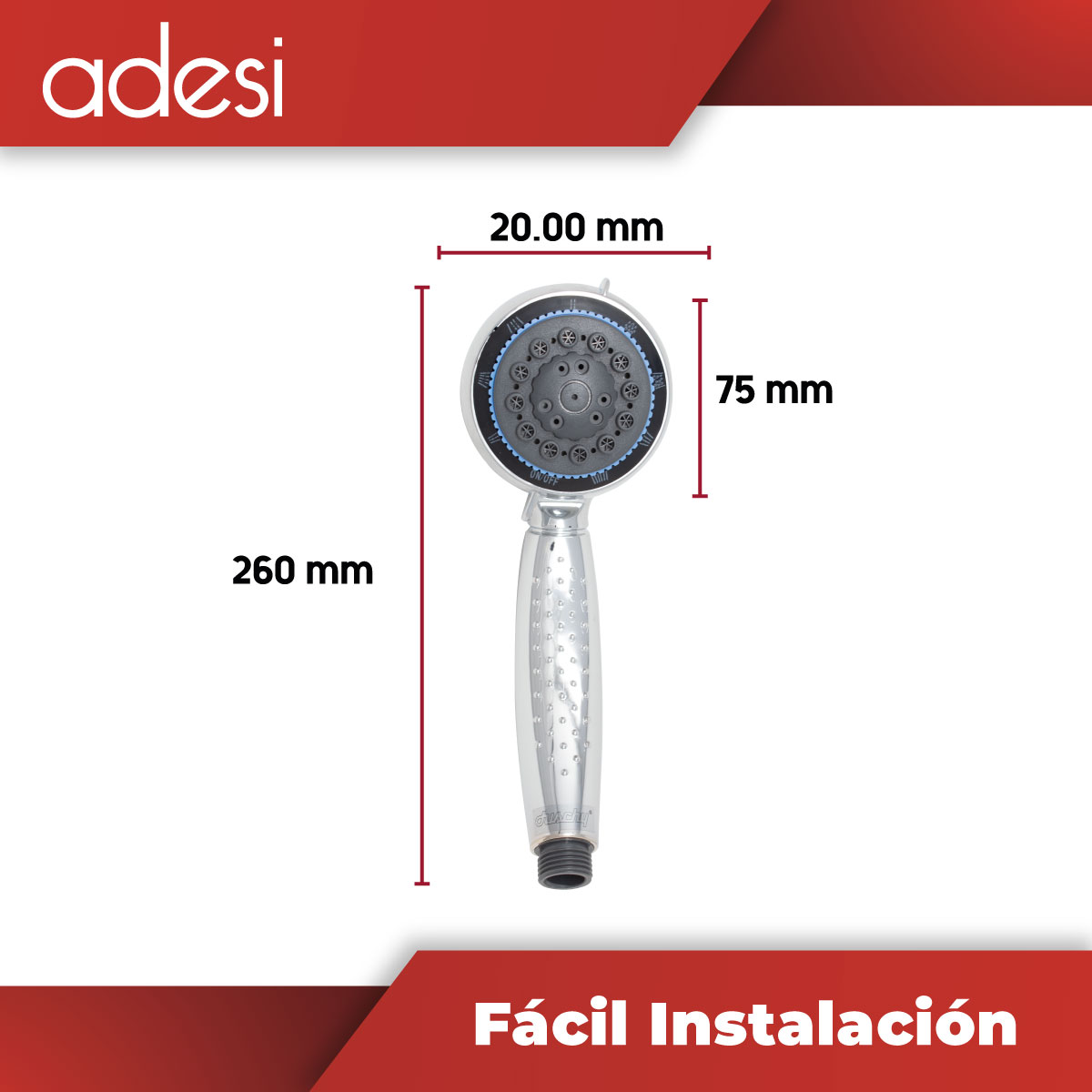 Juego de Ducha Atlantic con 8 funciones y manguera de 1.5 mts regadera de teléfono con montaje en pared