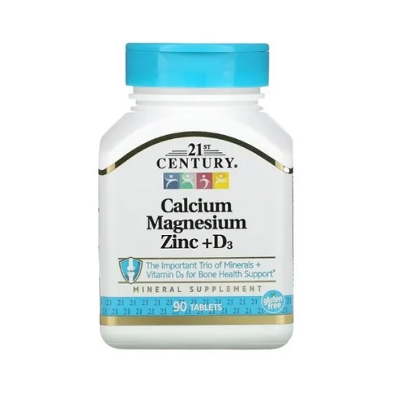 Calcio Magnesio Zinc + Vitamina D3 Century 21st con 90 Tabletas Ayuda Huesos 