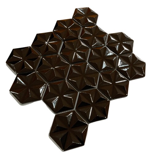 Malla o Mosaico Decorativo Porcelánico He-Ne medidas 30x26 (base por altura) Diseño en tono negro. Caja de 5 piezas.