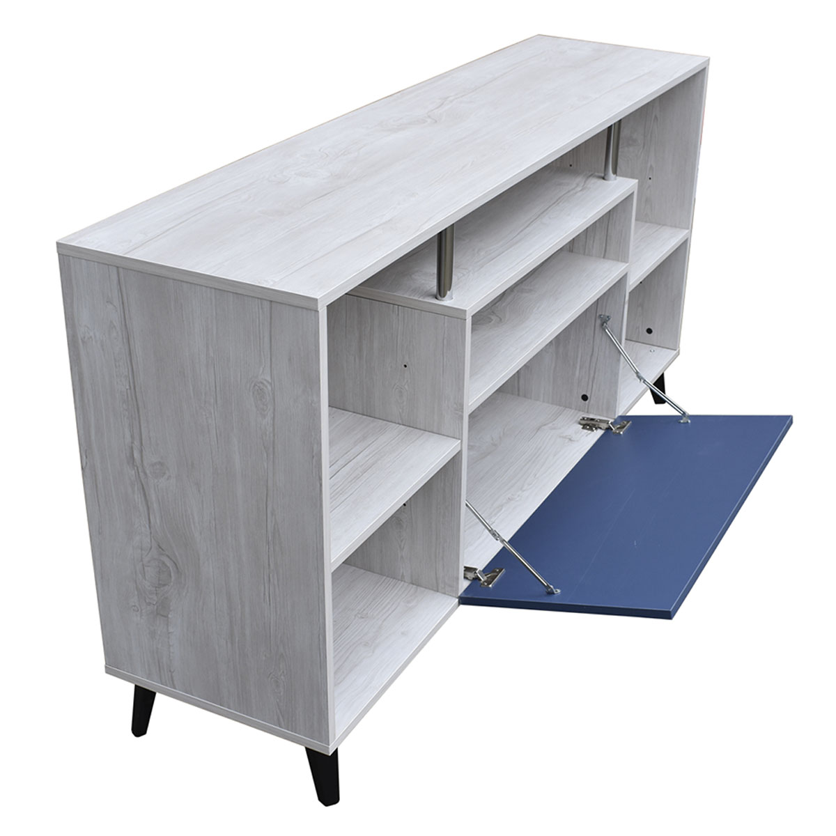 Centro De Entretenimiento Ibiza, Mueble Tv Funcional Hogare, Minimalista e Ideal Blanco Azul 