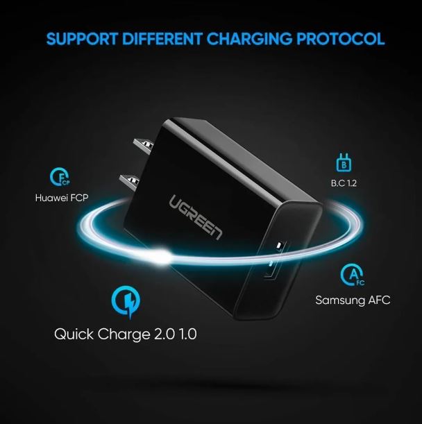 Ugreen Cargador Quick Charge 3.0 Tipo Especial De Viaje, 18w