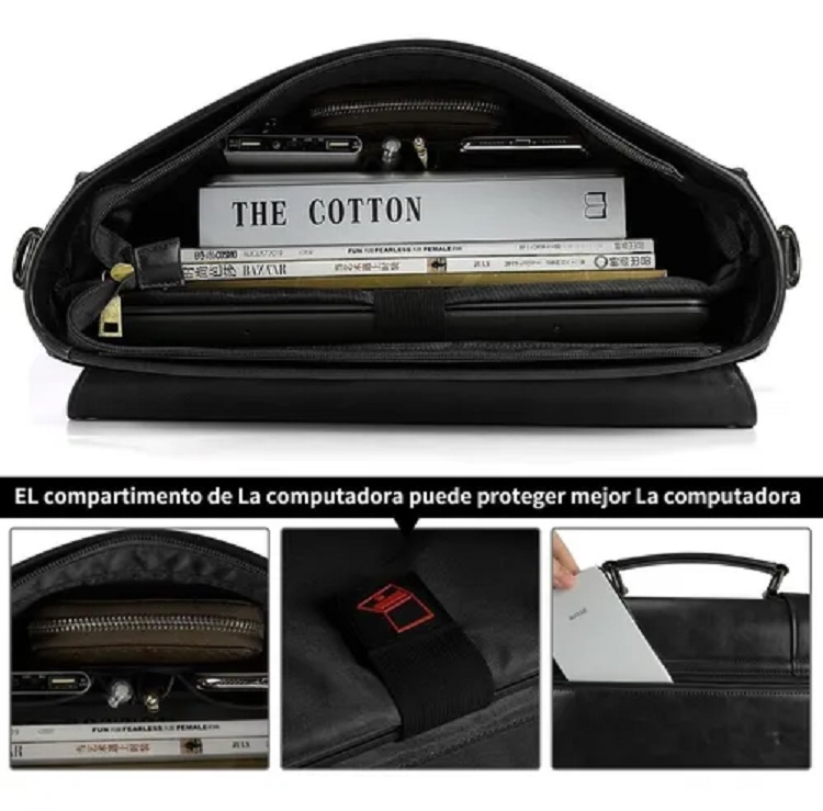 Maletin Porta Laptop 15.6 Pulgadas De Cuero Negro