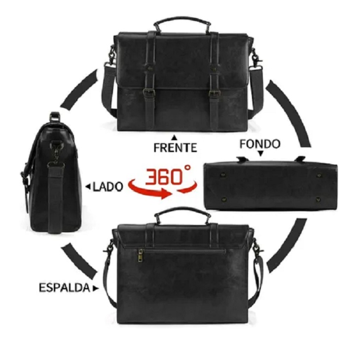 Maletin Porta Laptop 15.6 Pulgadas De Cuero Negro