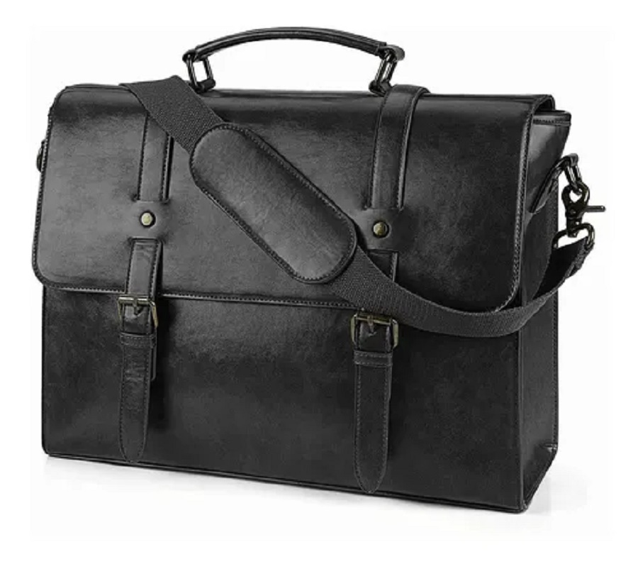 Maletin Porta Laptop 15.6 Pulgadas De Cuero Negro