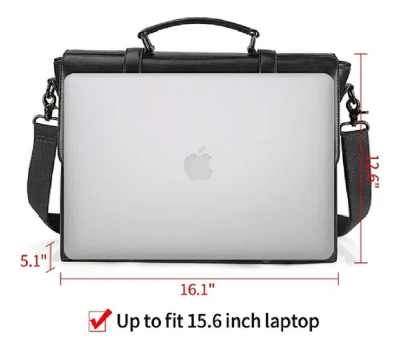 Maletin Porta Laptop 15.6 Pulgadas De Cuero Negro