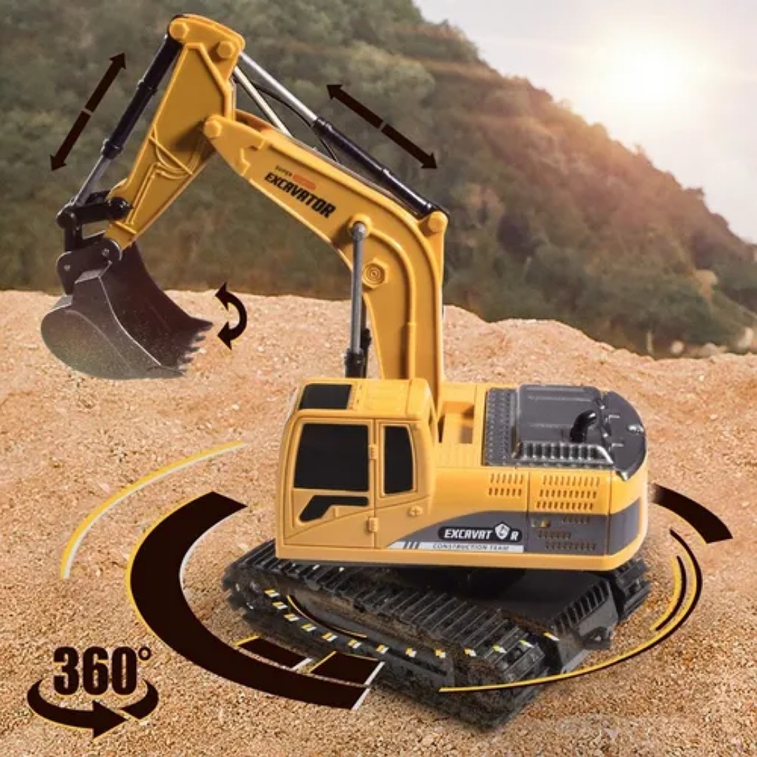 Excavadora Control Remoto 1:24 Rc Juguete 6canal Niños Metal