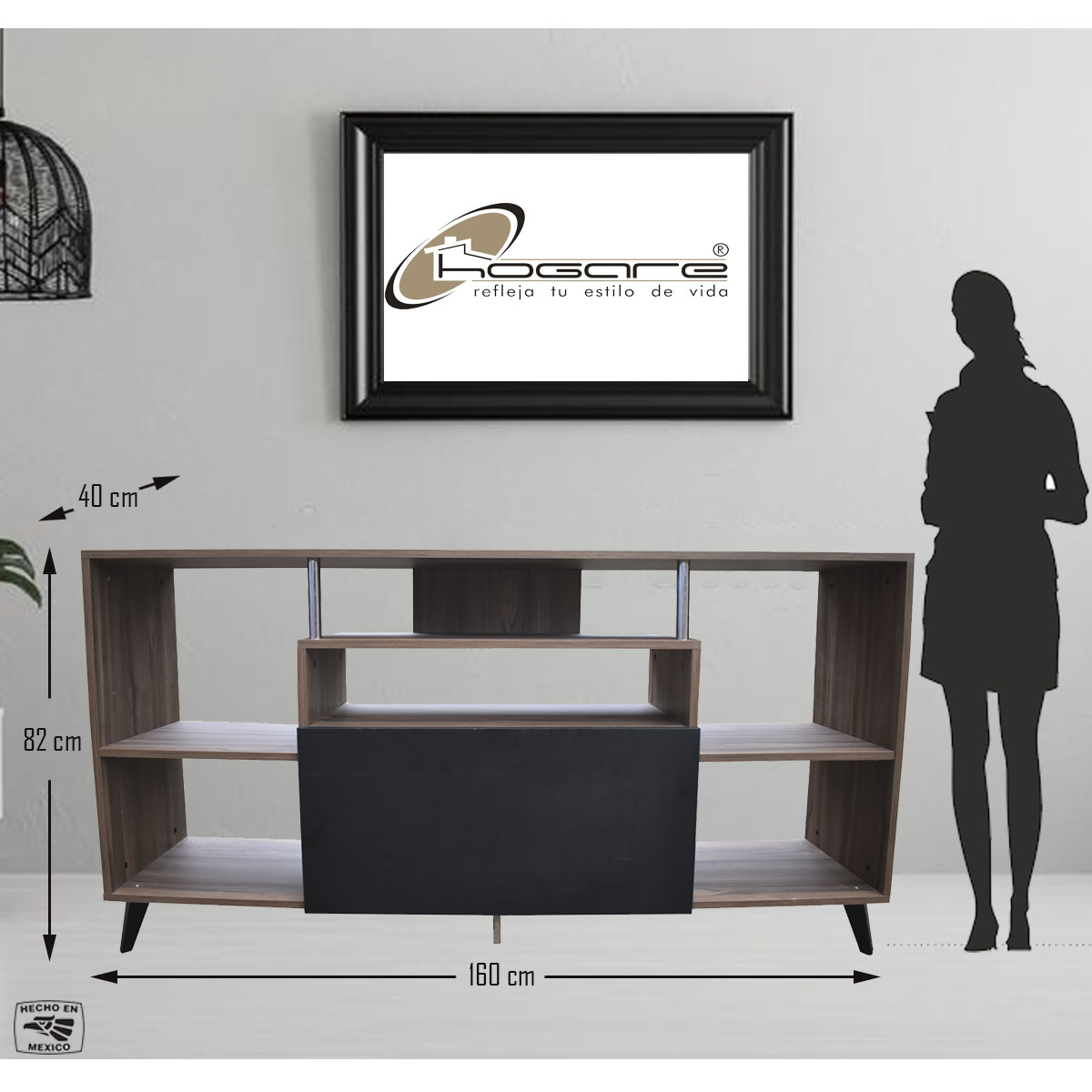 Centro De Entretenimiento Ibiza Mueble Tv Funcional Hogare Minimalista y Elegante Parota Negro