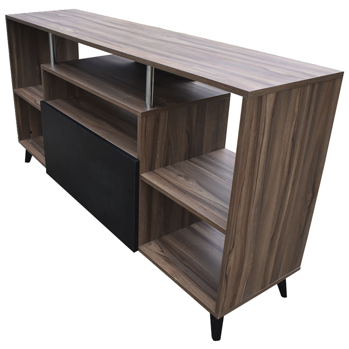 Centro De Entretenimiento Ibiza Mueble Tv Funcional Hogare Minimalista y Elegante Parota Negro