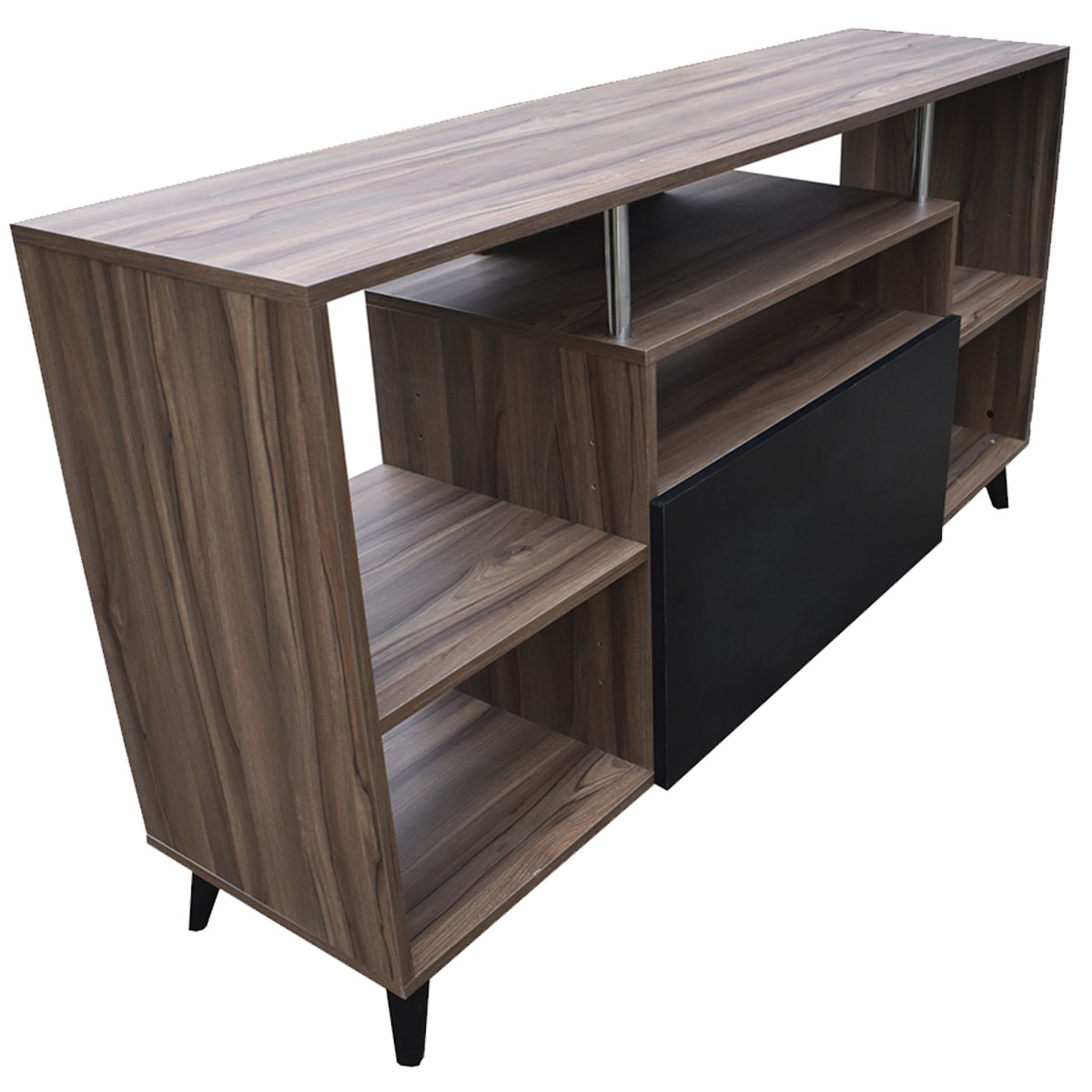 Centro De Entretenimiento Ibiza Mueble Tv Funcional Hogare Minimalista y Elegante Parota Negro