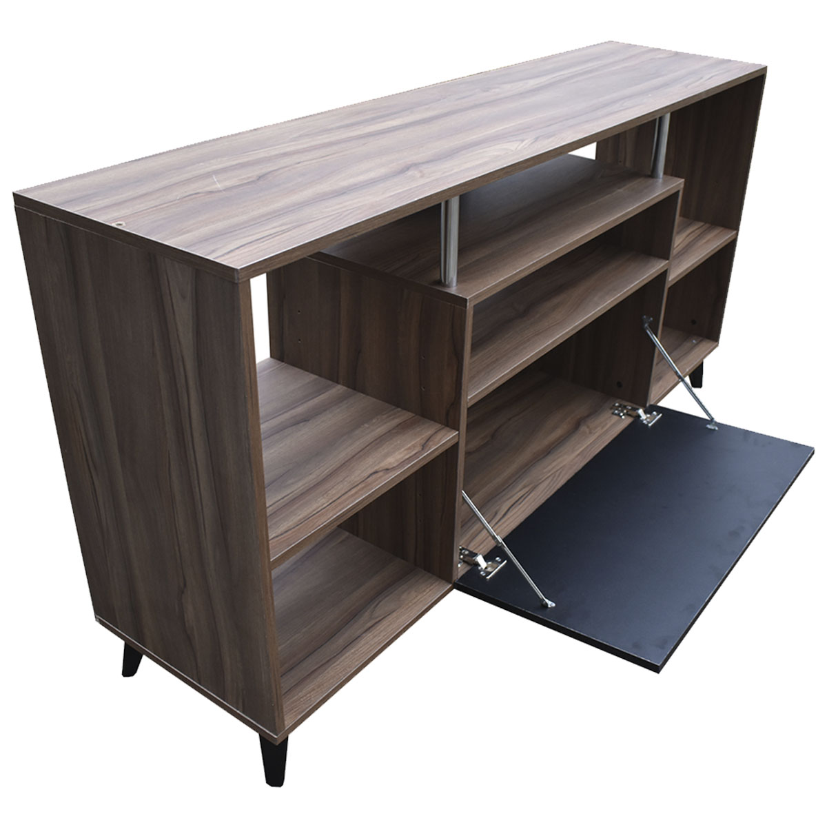 Centro De Entretenimiento Ibiza Mueble Tv Funcional Hogare Minimalista y Elegante Parota Negro