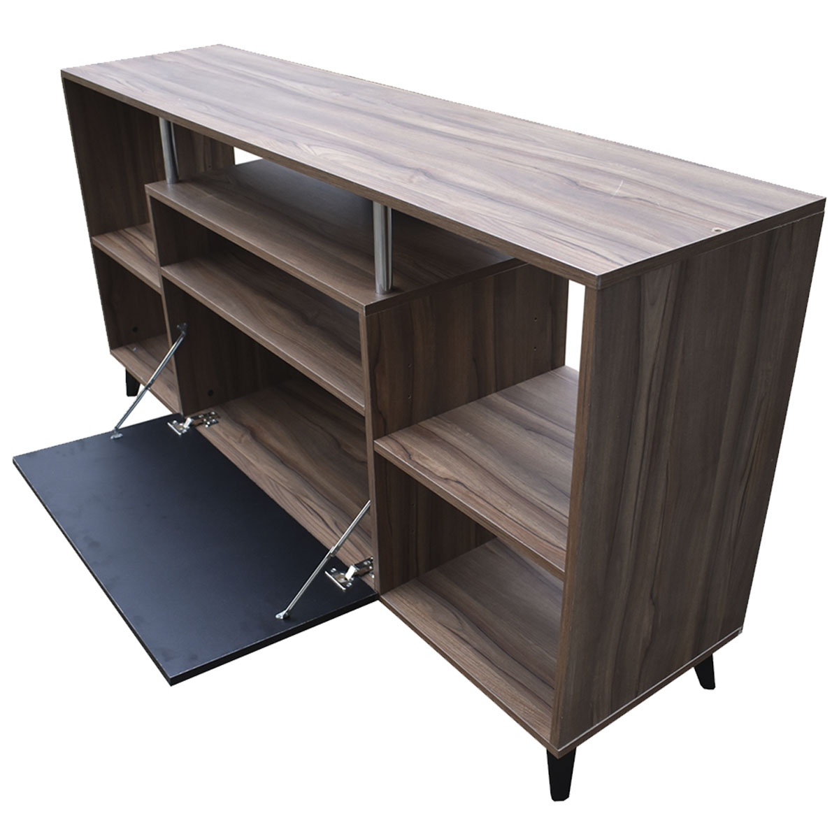 Centro De Entretenimiento Ibiza Mueble Tv Funcional Hogare Minimalista y Elegante Parota Negro