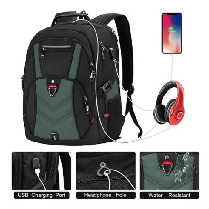 Mochila Impermeable Para Laptop De 17.3 In De Hombre Negras –