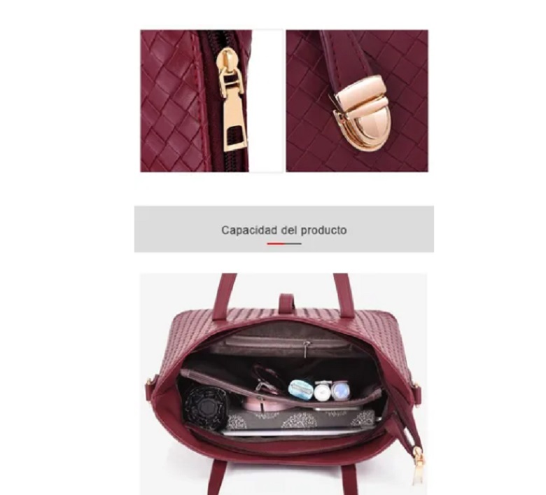 3 Bolso de Dama Diseño Tejido Rojo