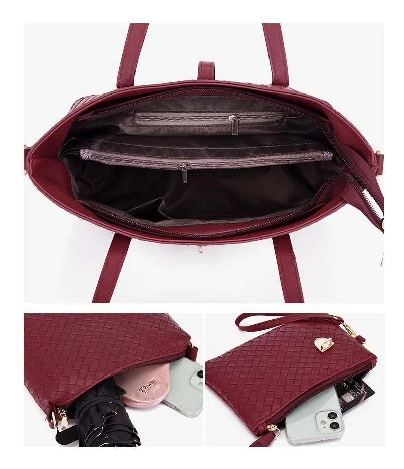 3 Bolso de Dama Diseño Tejido Rojo