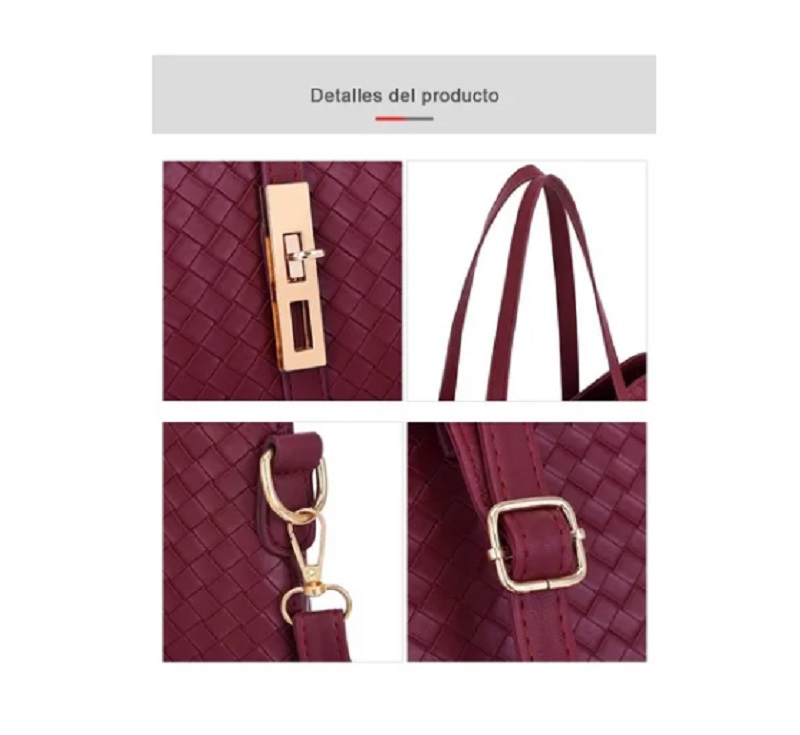 3 Bolso de Dama Diseño Tejido Rojo