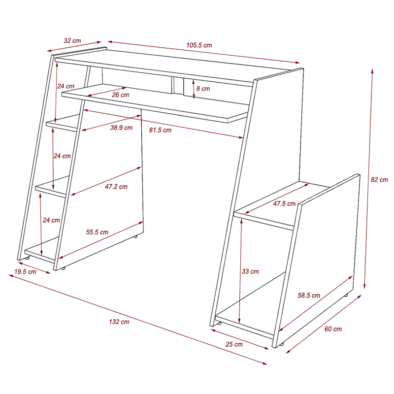  Escritorio Moderno Gamer Plus Afa Neg-Azul