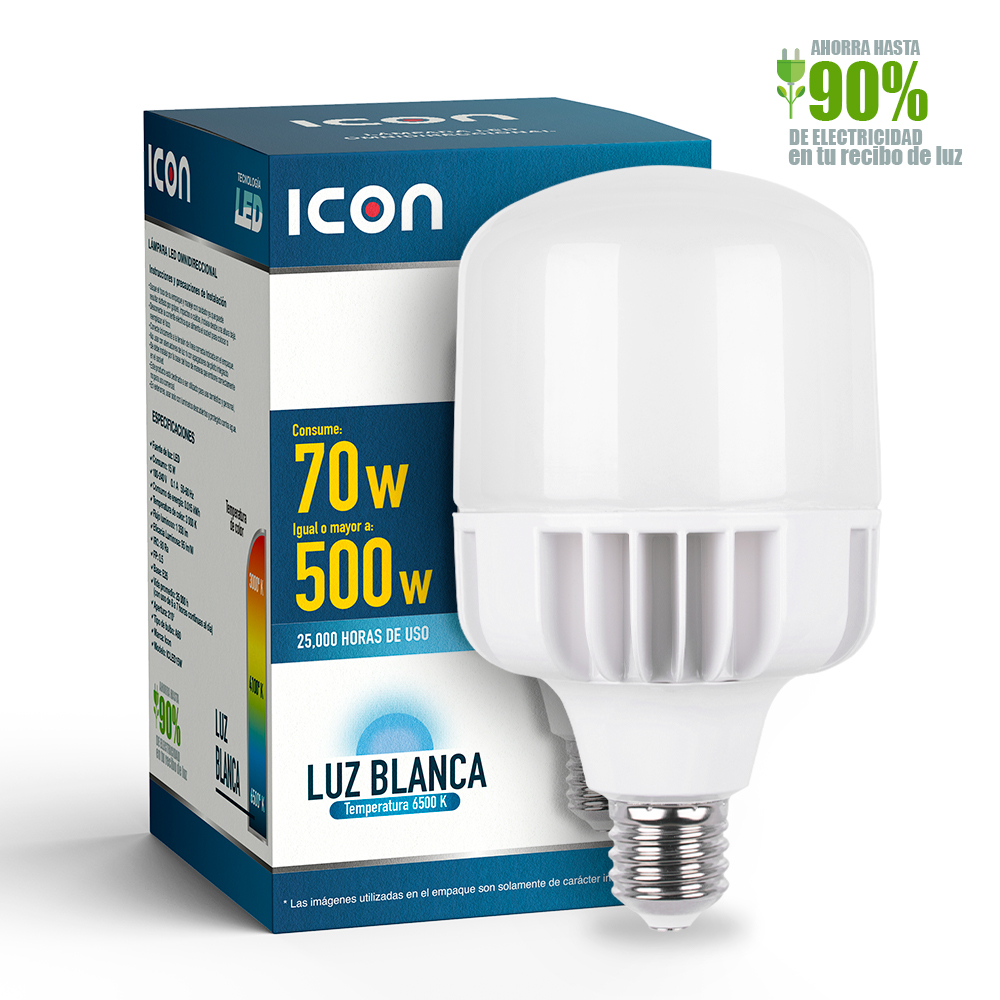 Foco Icon Led Opalino Bulbo T2 70w Luz Fría Ilumina 500w