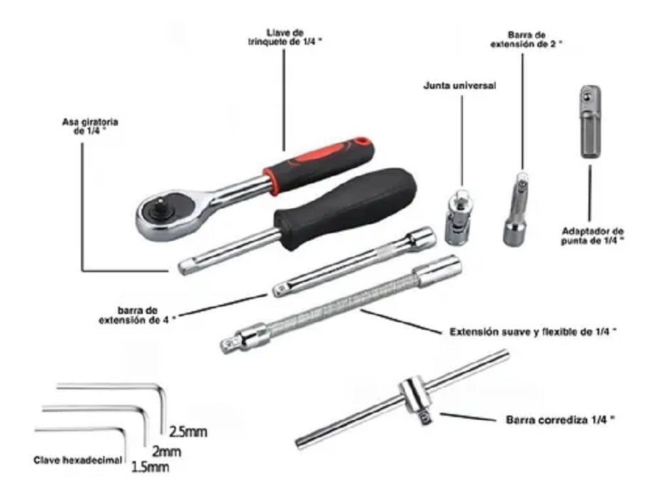 Herramientas Manuales Mecánicas 46 Piezas