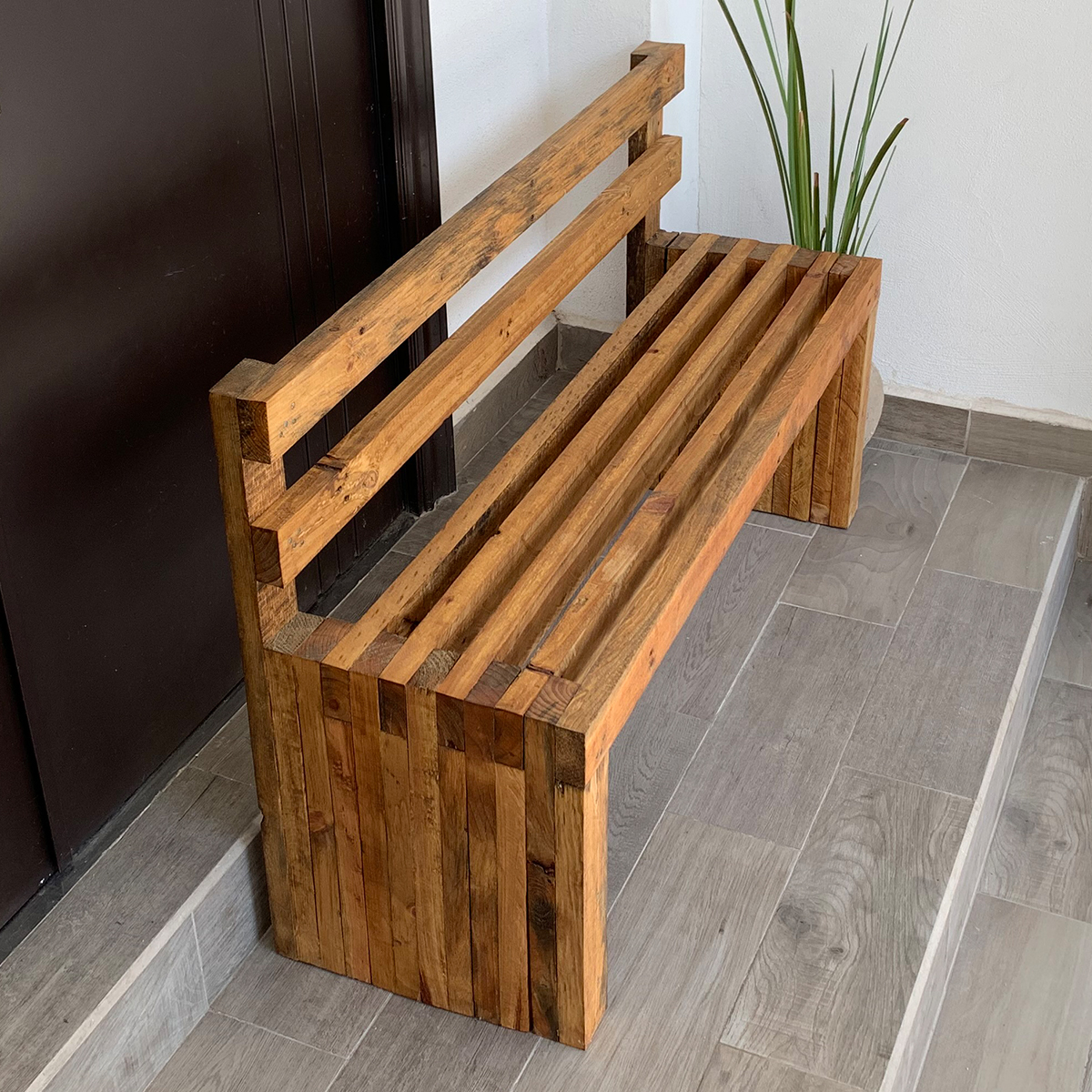 Banca con Respaldo para Jardín Exterior estilo Vintage Muy Durable. Resistente al Exterior.
