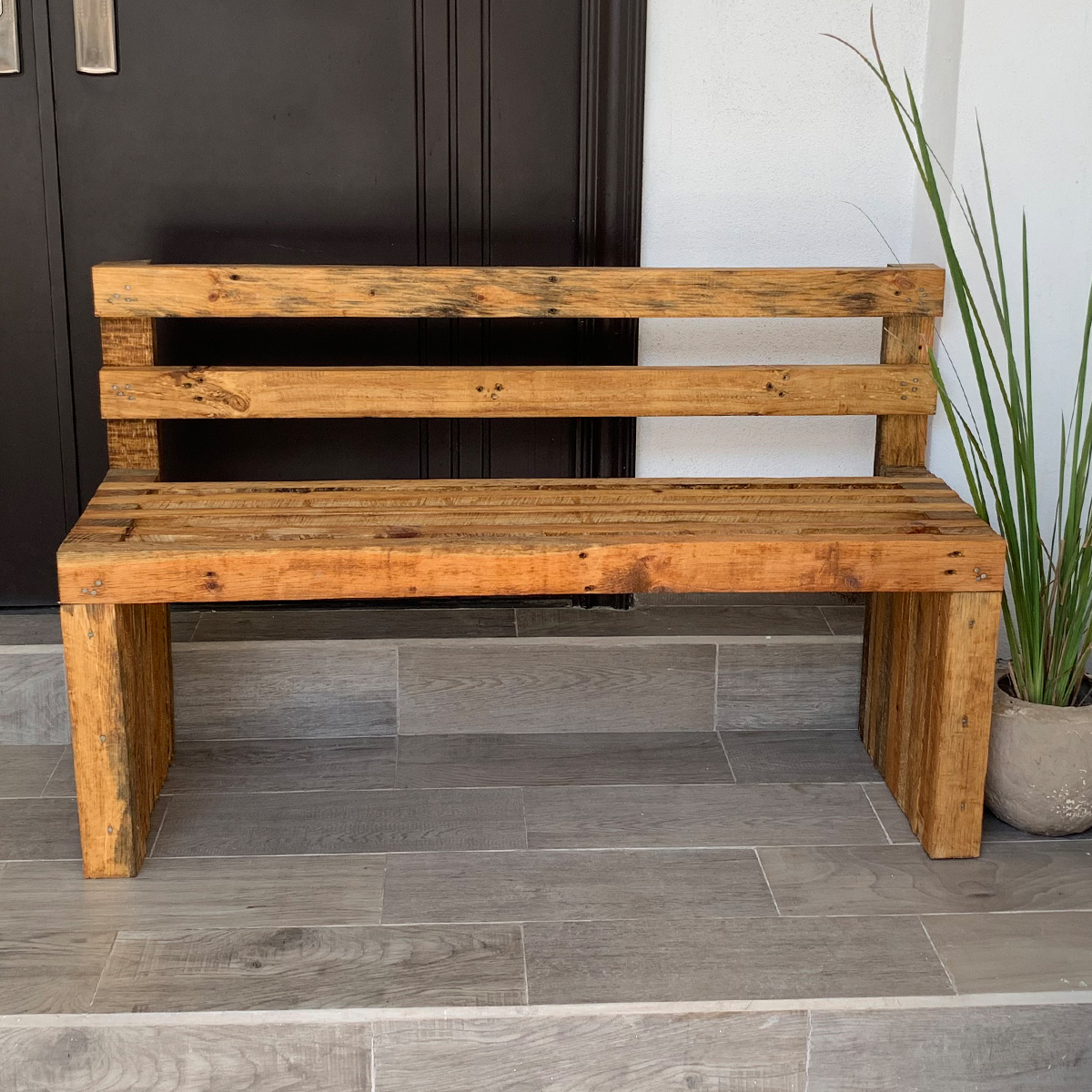 Banca con Respaldo para Jardín Exterior estilo Vintage Muy Durable. Resistente al Exterior.