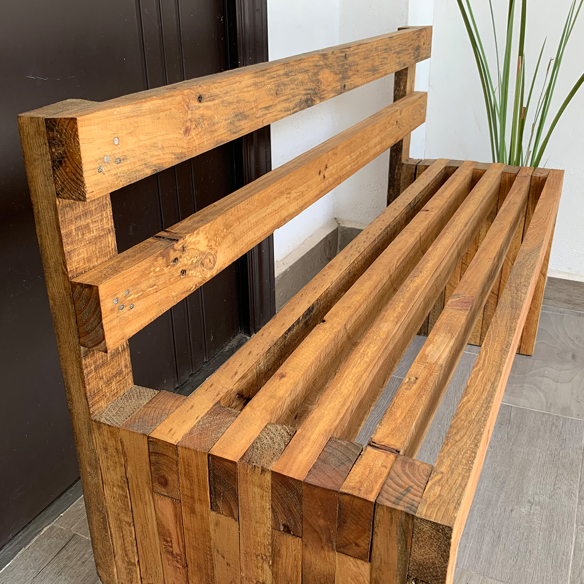 Banca Para Jardín Exterior Estilo Vintage De Madera Durable. D4 Moderno