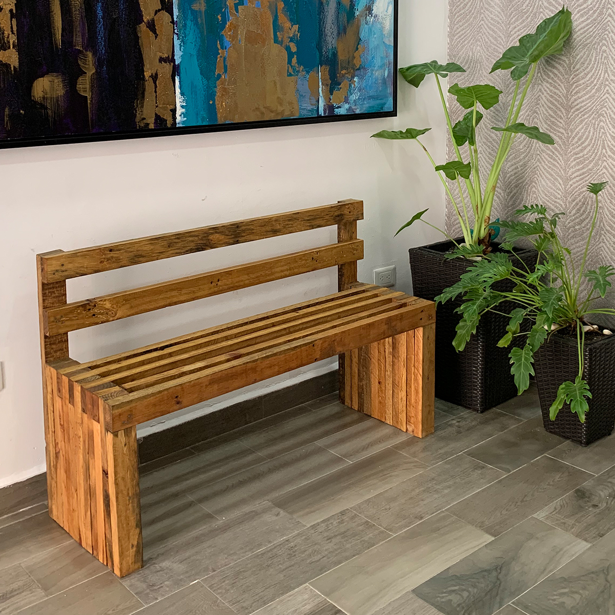 Banca con Respaldo para Jardín Exterior estilo Vintage Muy Durable. Resistente al Exterior.
