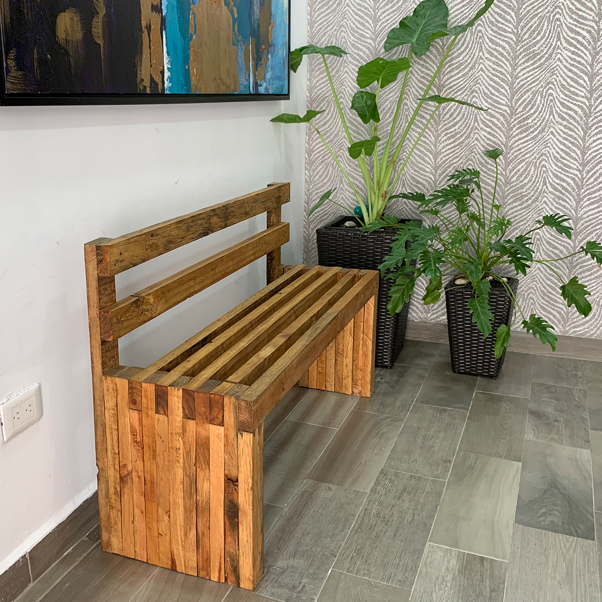 Banca con Respaldo para Jardín Exterior estilo Vintage Muy Durable. Resistente al Exterior.