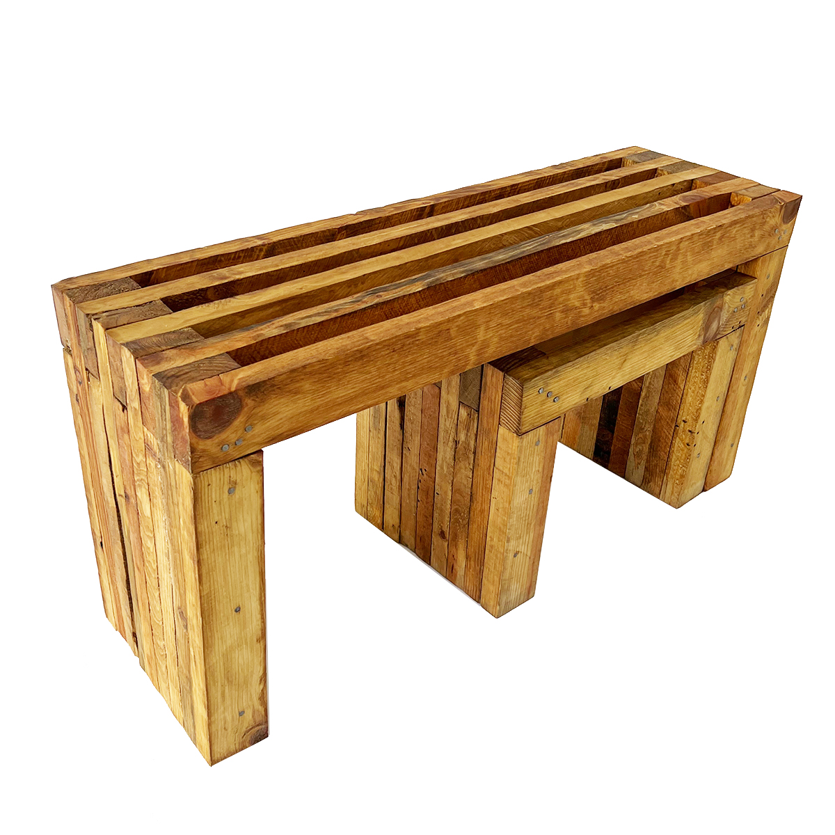 Combo: Paquete de Banca de Jardín Estilo Vintage 2 Personas + Mesa Individual. Bonito, Durable y Resistente al Exterior.