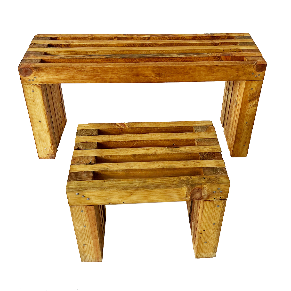 Combo: Paquete de Banca de Jardín Estilo Vintage 2 Personas + Mesa Individual. Bonito, Durable y Resistente al Exterior.