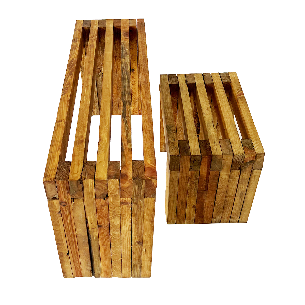 Combo: Paquete de Banca de Jardín Estilo Vintage 2 Personas + Mesa Individual. Bonito, Durable y Resistente al Exterior.