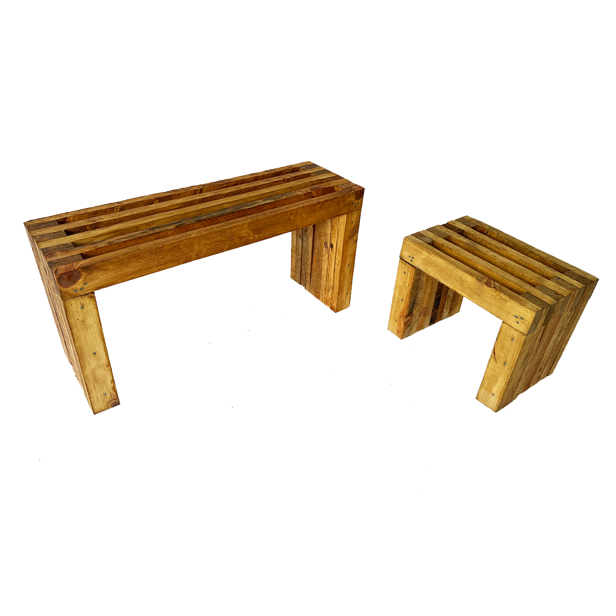 Combo: Paquete de Banca de Jardín Estilo Vintage 2 Personas + Mesa Individual. Bonito, Durable y Resistente al Exterior.