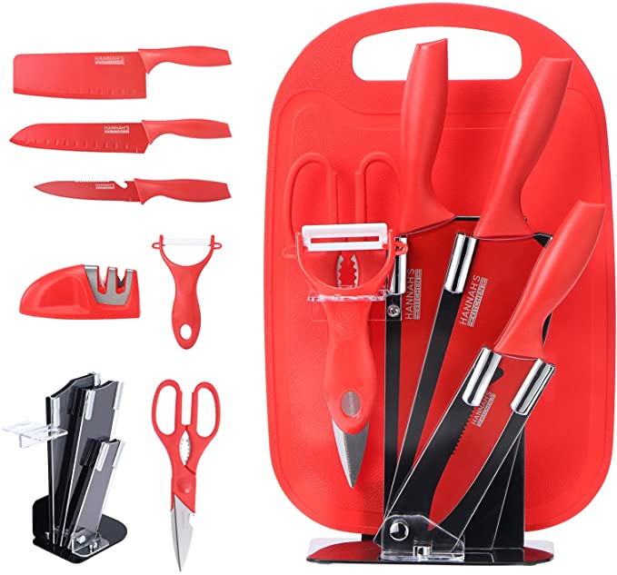 Set De Cuchillos Con Base Y Tabla Para Picar
