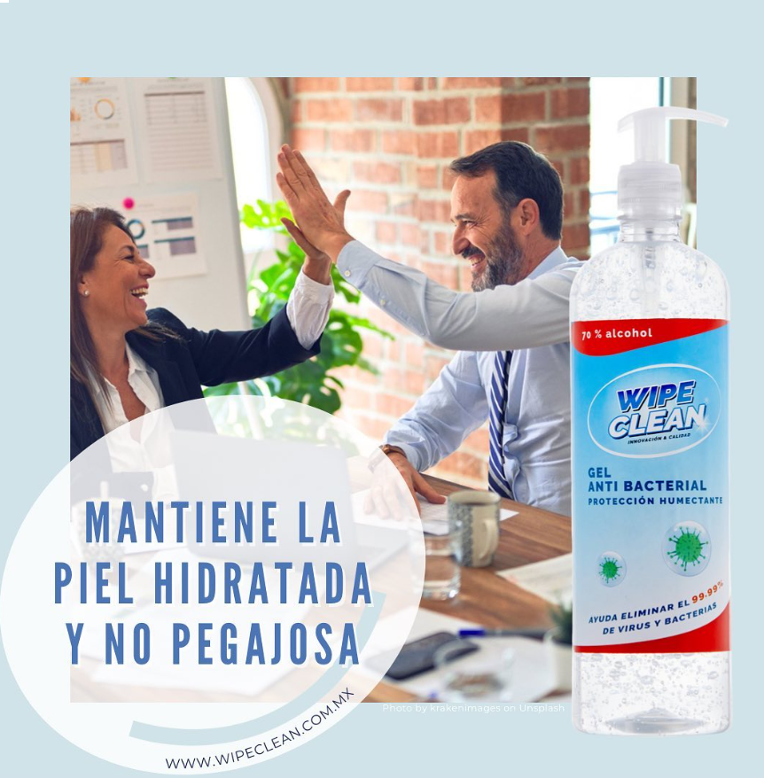 Gel antibacterial Wipe Clean 1lt. no pegajoso con dispensador 