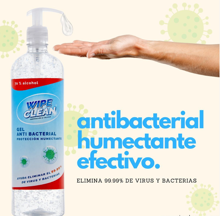 Gel antibacterial Wipe Clean 1lt. no pegajoso con dispensador 