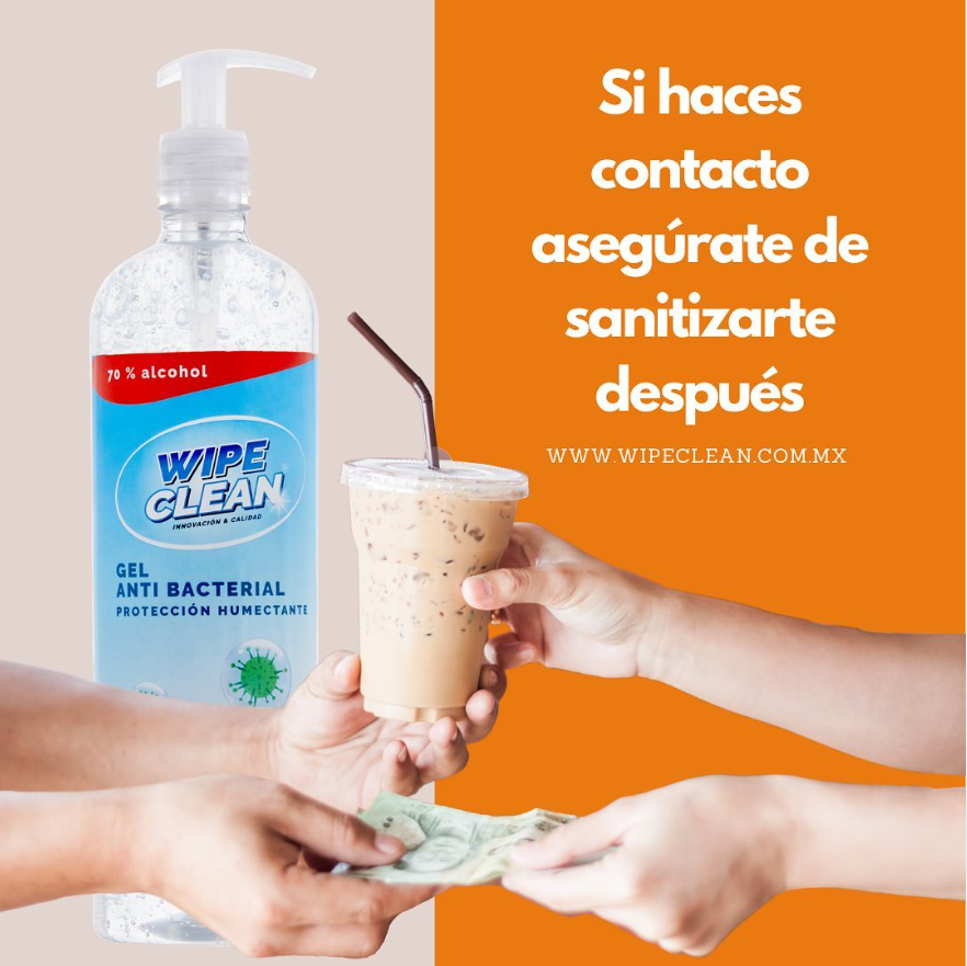 Gel antibacterial Wipe Clean 1lt. no pegajoso con dispensador 