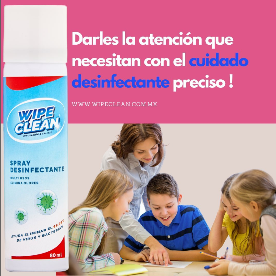 Spray desinfectante Wipe Clean multiusos de bolsillo 80 ml
