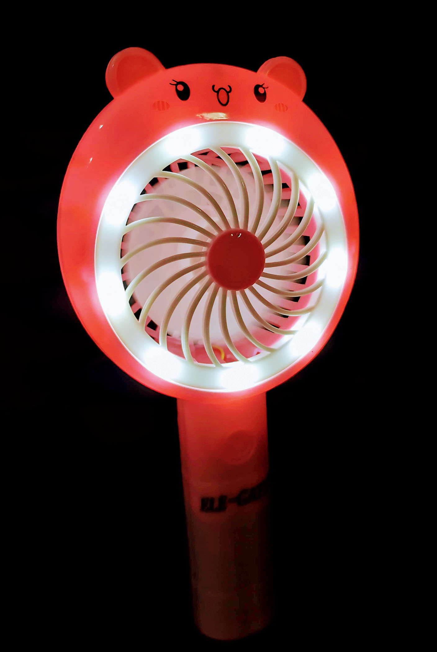 MINI VENTILADOR PERSONAL ROSA con cargador USB portatil CON DISEÑO DE OSITO