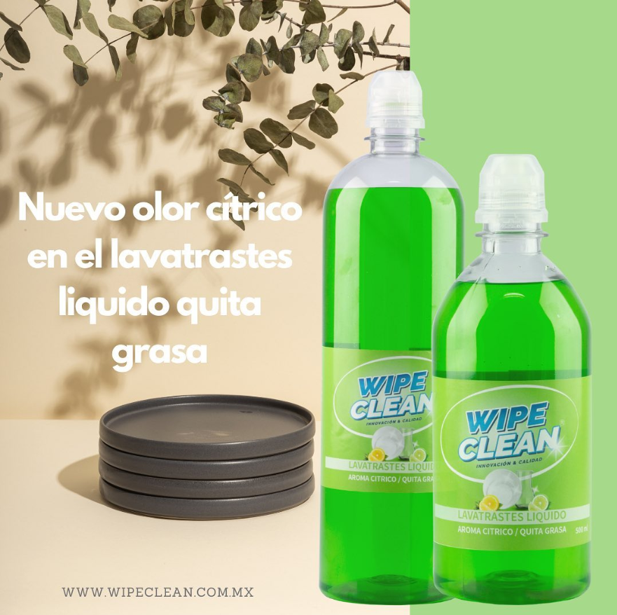 Jabón lavatrastes Wipe Clean sin dañar tus manos 500 ml con dispensador 