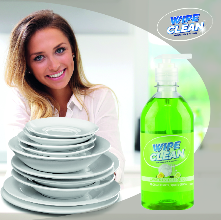 Jabón lavatrastes Wipe Clean sin dañar tus manos 500 ml con dispensador 