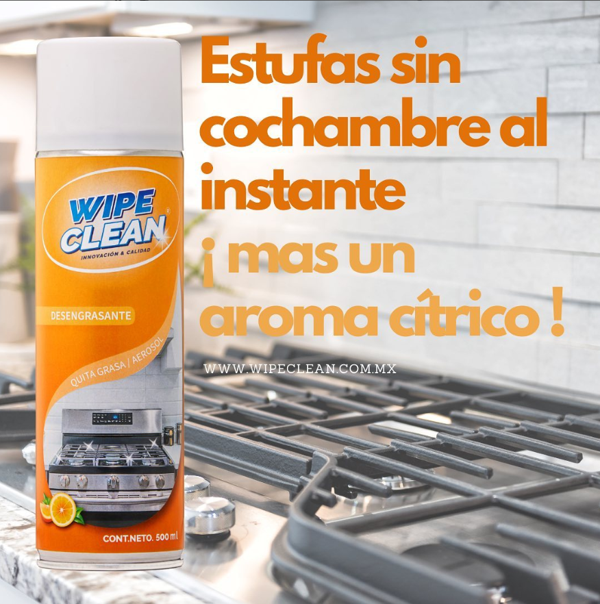 Desengrasante aerosol Wipe Clean poderosa acción parrillas 500ml