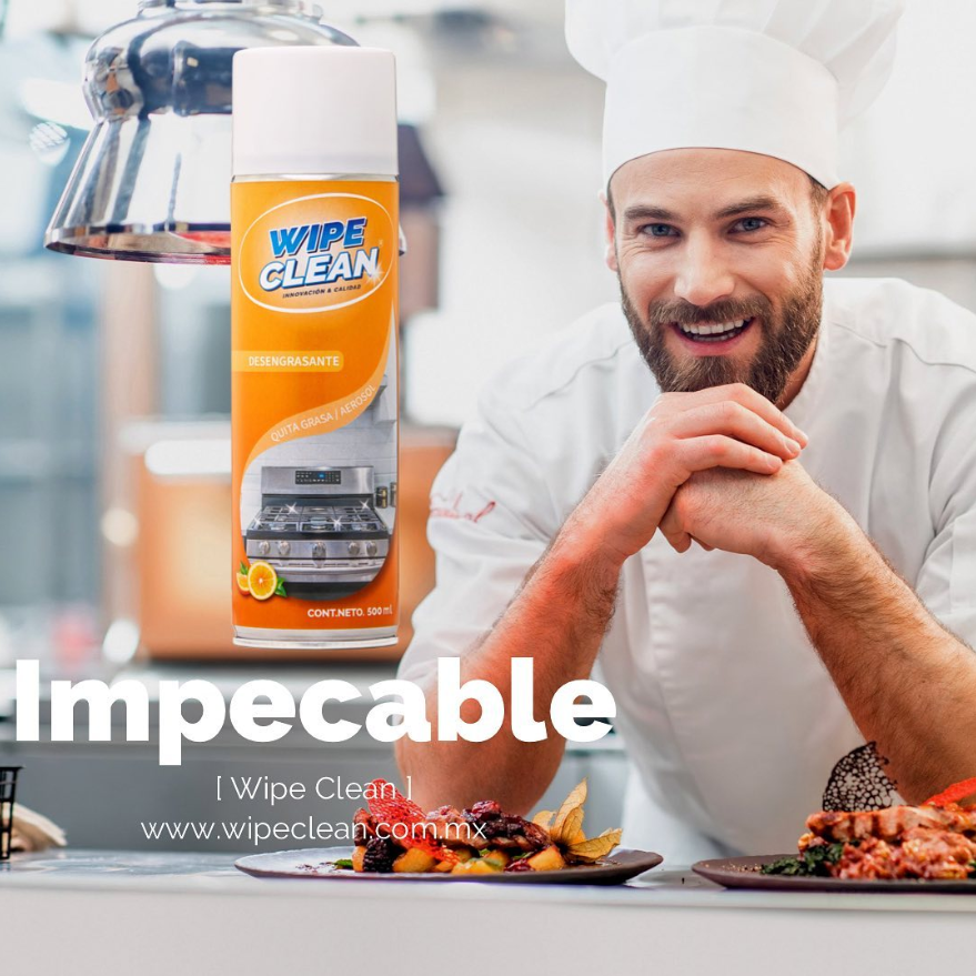 Desengrasante aerosol Wipe Clean poderosa acción parrillas 500ml