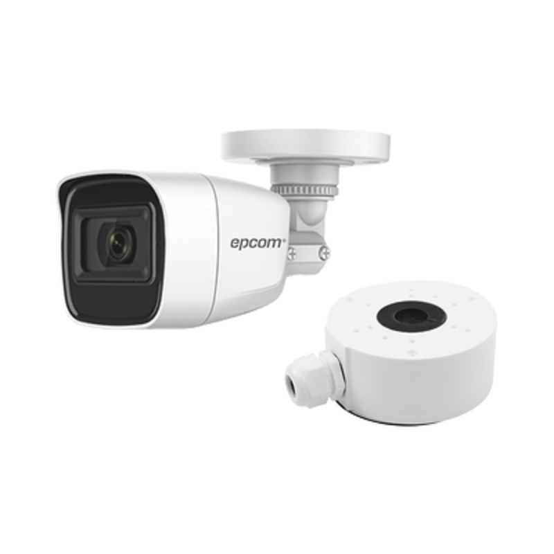 KIT DE CÁMARA + MONTAJE / Cámara Bala TURBOHD 2 Megapixel (1080p) / Gran Angular 106 / Lente 2.8 mm / 25 mts IR EXIR / Exterior IP66 / 4 Tecnologías / dWDR