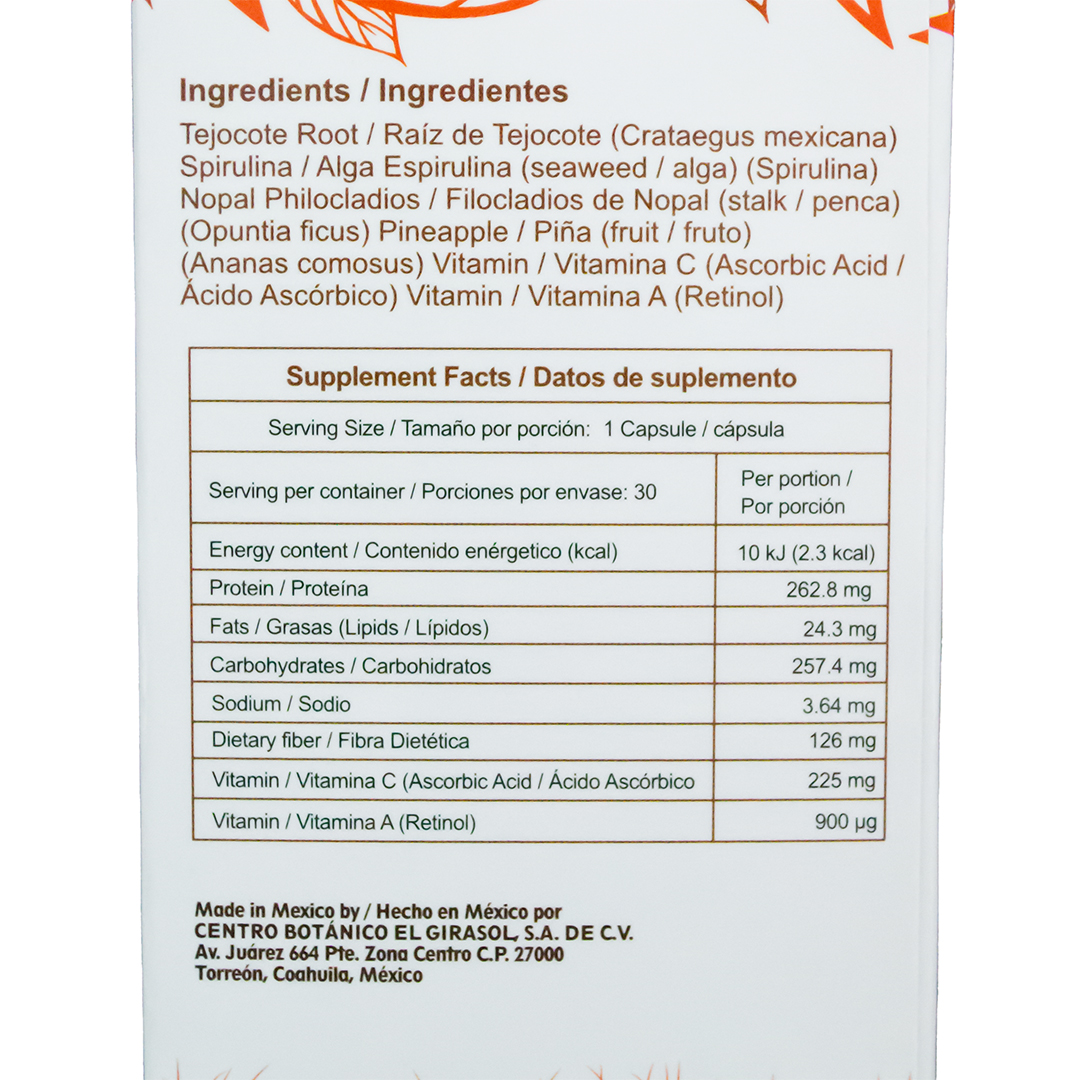 XIMO RAIZ DE TEJOCOTE, ALGA ESPIRULINA Y NOPAL CON 30 CAPSULAS ZEN NATURA