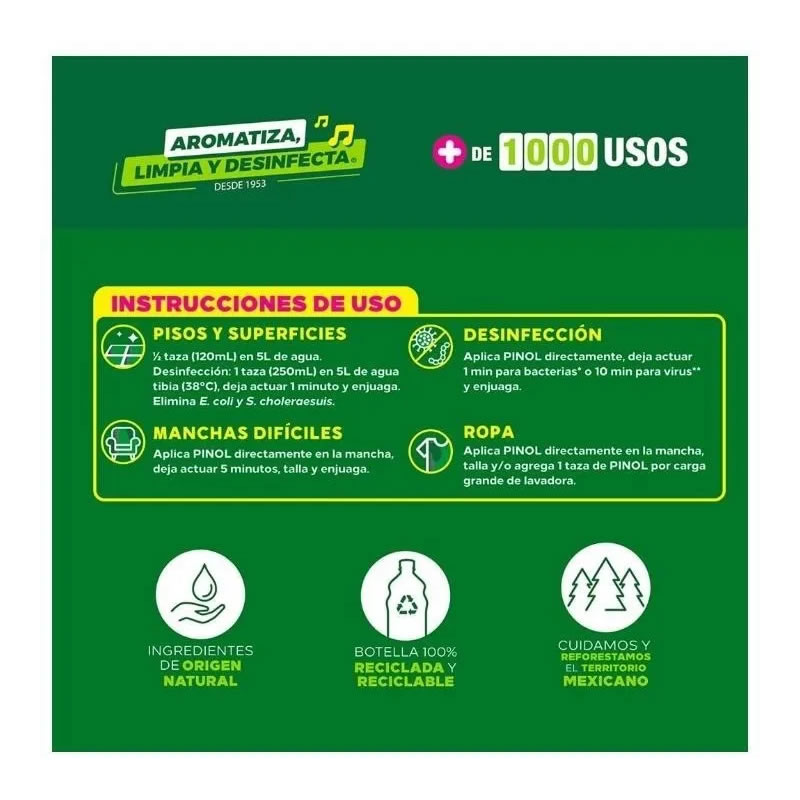 Multilimpiador Desinfectante Pinol 000384724 8 Piezas De 1L SMS
