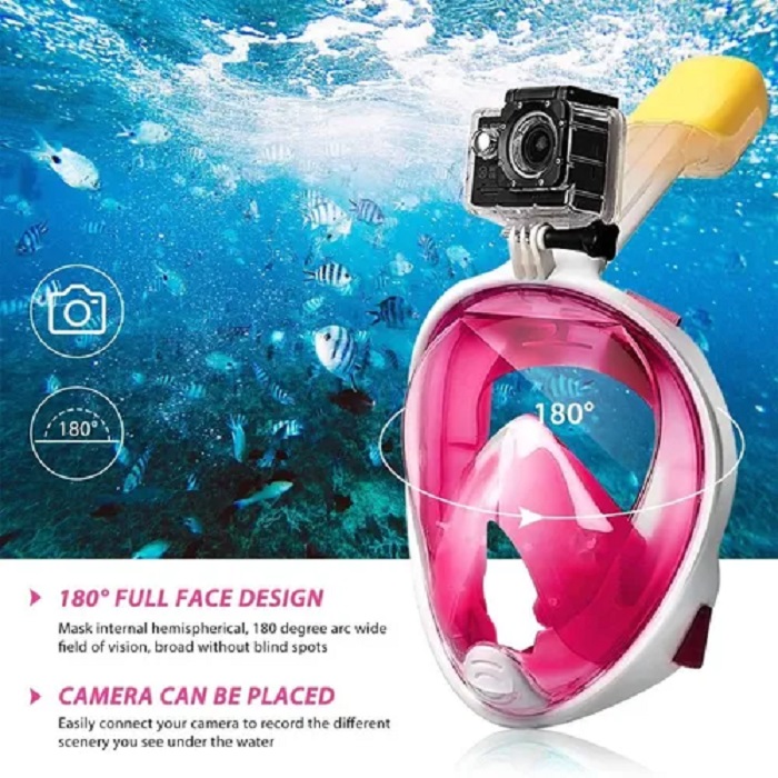 Mascara De Snorkel Con  Adaptador Rosa L/XL