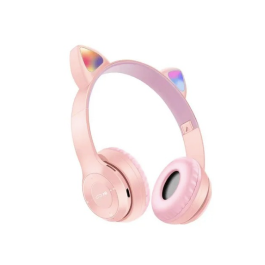 AUDIFONOS BLUETOOTH CON OREJAS DE GATO Y LUZ LED P47M