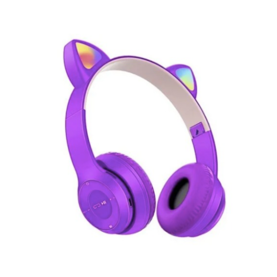 AUDIFONOS BLUETOOTH CON OREJAS DE GATO Y LUZ LED P47M