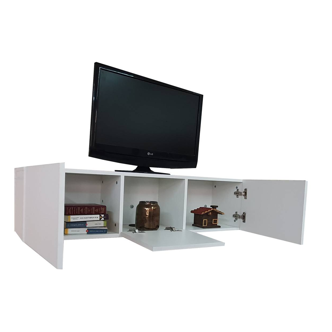Mueble/repisa Flotante Minimalista Para Tv Con 3 Puertas