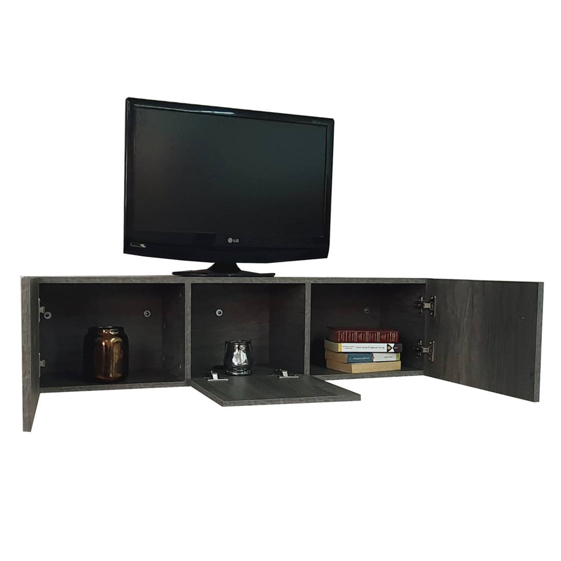 Mueble/repisa Flotante Minimalista Para Tv Con 3 Puertas